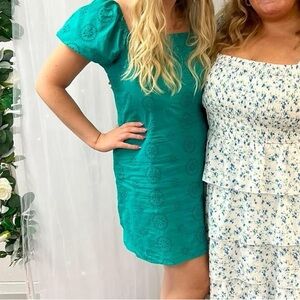 LC Lauren Conrad Short Puff Sleeve Squareneck Mini Dress